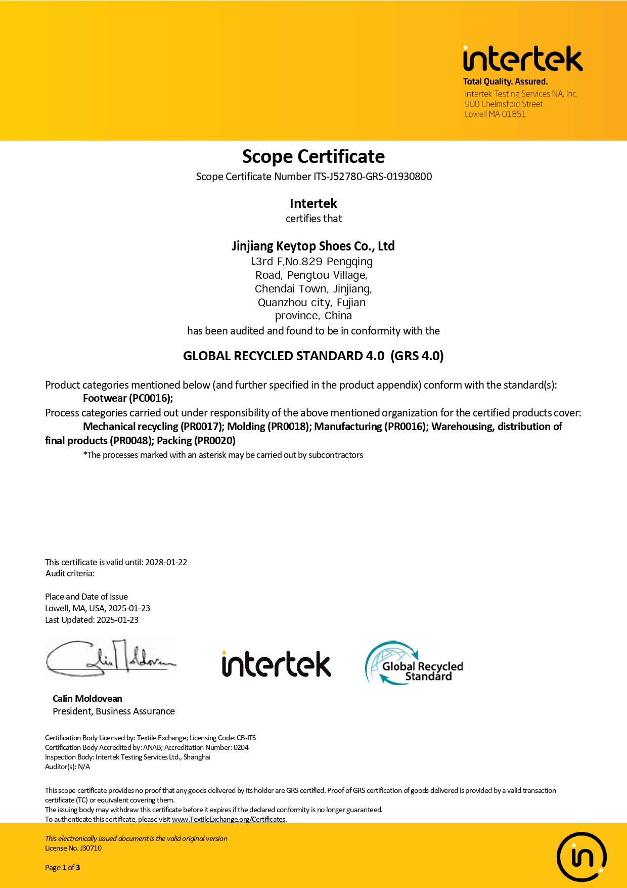 Certificazione GRS